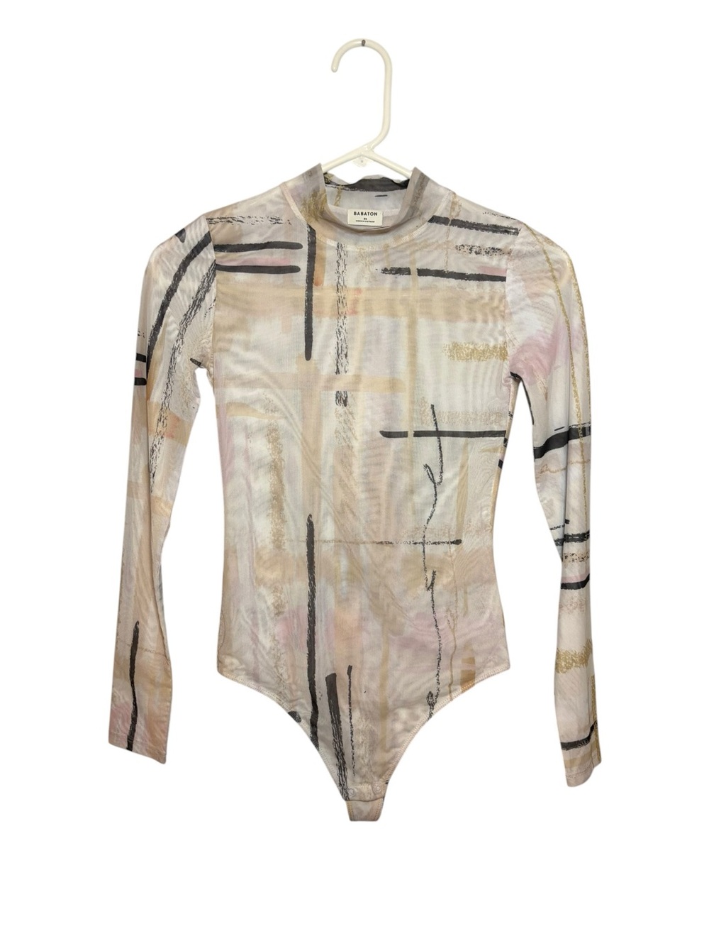 Aritzia Babaton Parlay Bodysuit Long Sleeve- Cream, Black, Pink Size XS - Picture 2 of 11